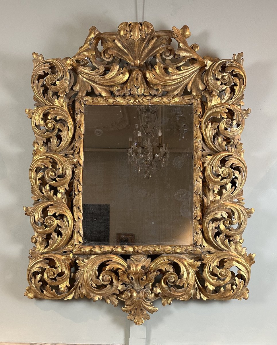 Large Florentine, Tuscan Apartment Mirror From The First Part Of The Baroque Period -photo-3