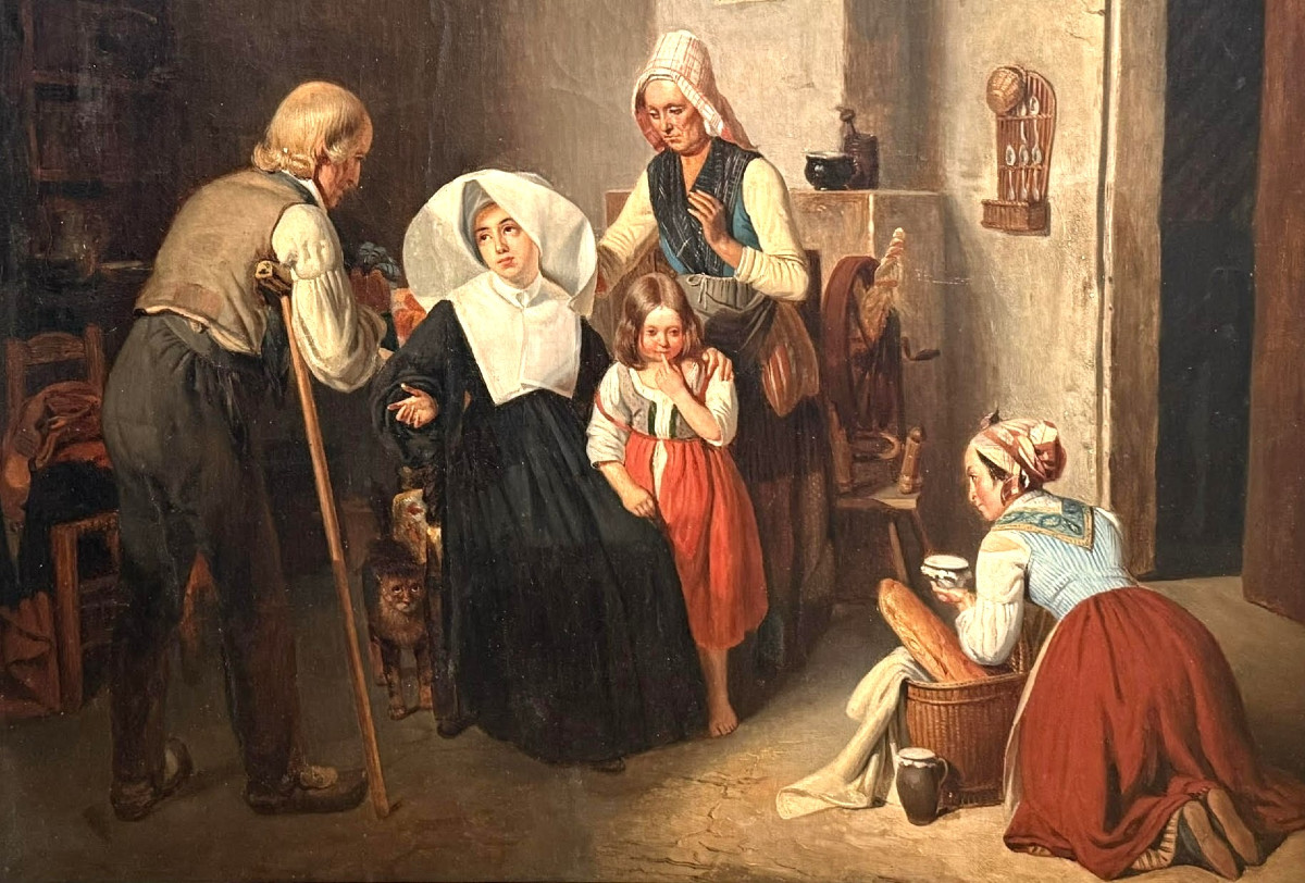 Pierre Duval Le Camus (lisieux 1790 - Saint-cloud 1854), The Visit.  -photo-3