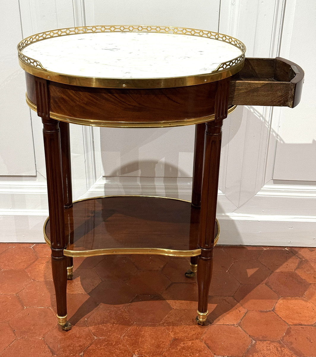 Canabas, petite table de Salon d’époque Louis XVI estampillée Canabas  -photo-2