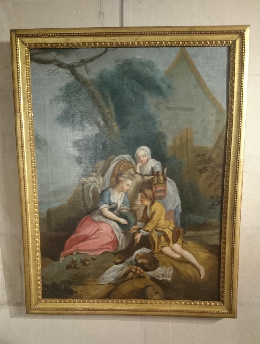 Pastoral Louis XVI Late Eighteenth Breakfasted On The Grass.-photo-2