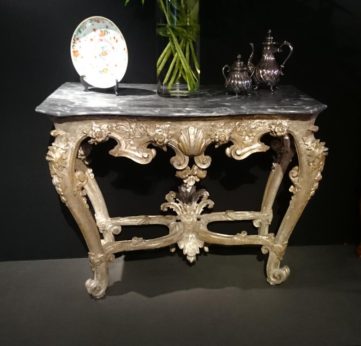 Table à Gibier Console Argentée d'époque Louis XIV-photo-2