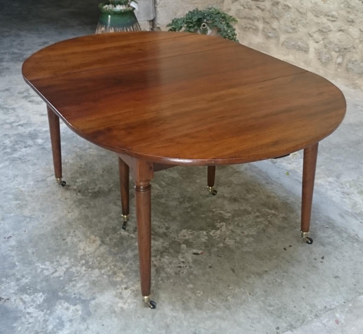 Table d'époque Louis XVI de salle à Manger, allonges en noyer. -photo-2