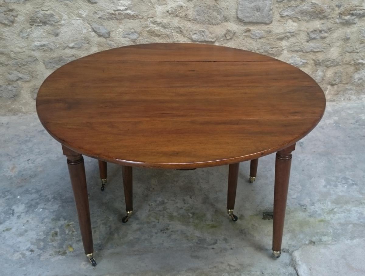Table d'époque Louis XVI de salle à Manger, allonges en noyer. -photo-4