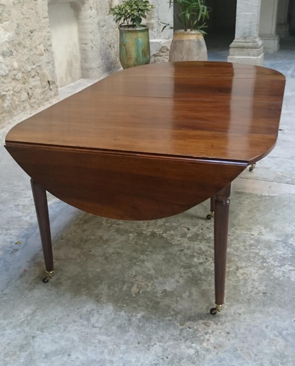 Table d'époque Louis XVI de salle à Manger, allonges en noyer. -photo-5