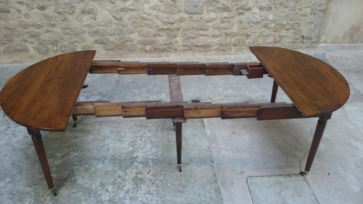 Table d'époque Louis XVI de salle à Manger, allonges en noyer. -photo-6