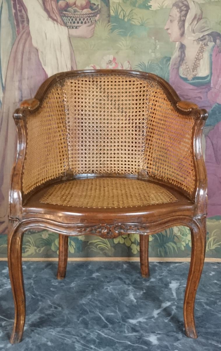 Fauteuil De Bureau Louis XV D’époque XVIIIème Vers 1755-1765.-photo-2
