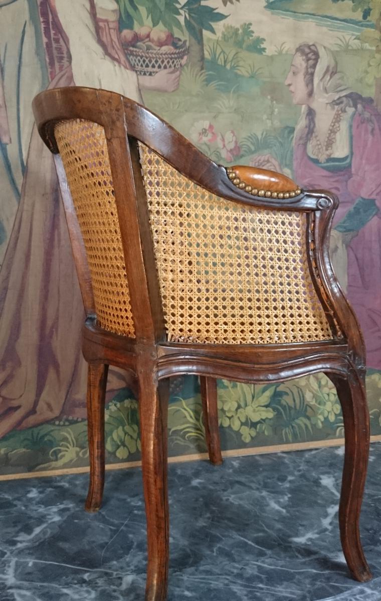 Fauteuil De Bureau Louis XV D’époque XVIIIème Vers 1755-1765.-photo-1