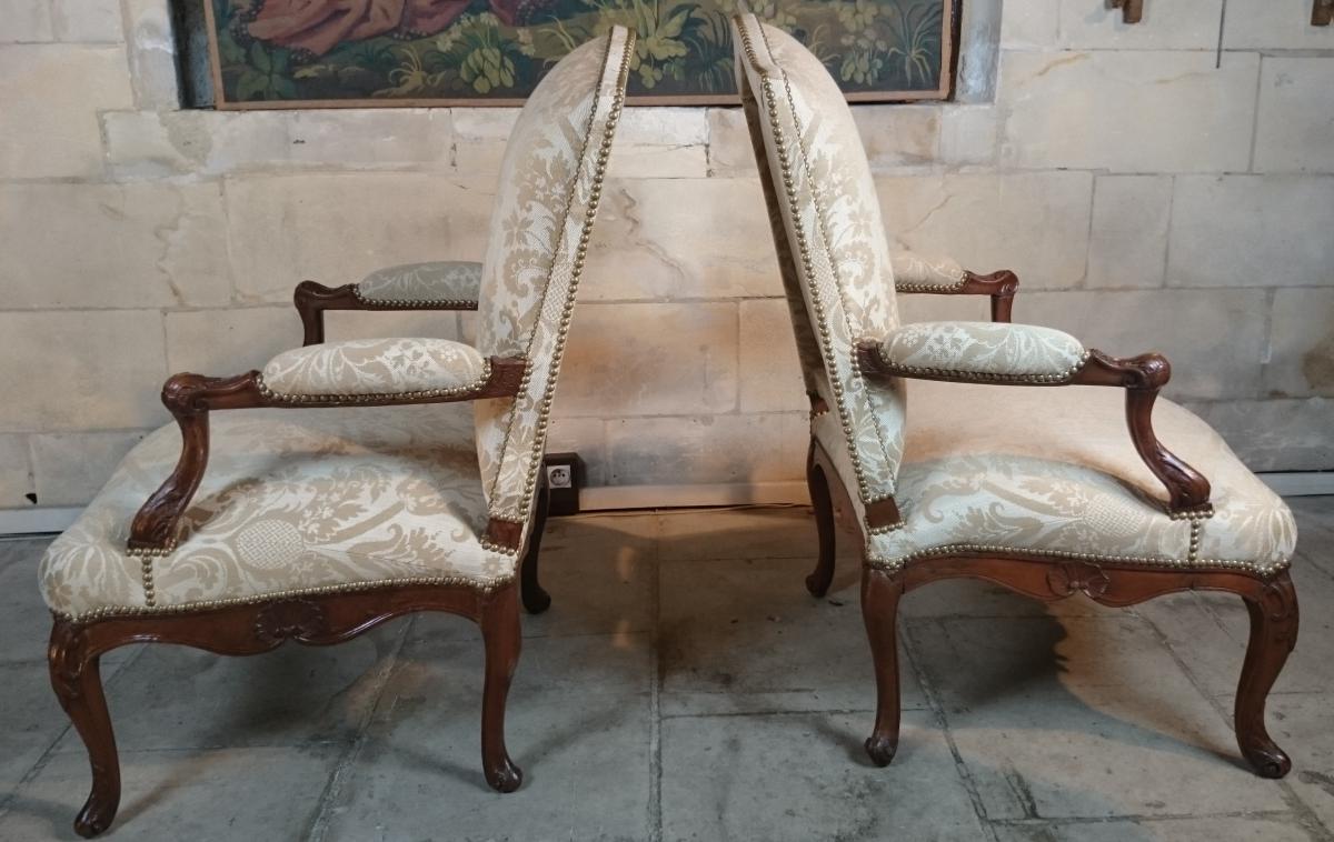 Paire de larges fauteuils d’époque Régence, Vers 1720-1730-photo-3