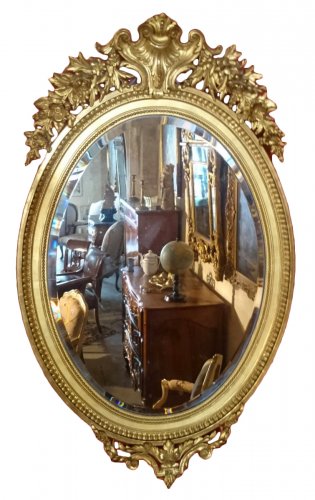 Large Haussmannian Oval Mirror Napoleon III Period 1855-1865