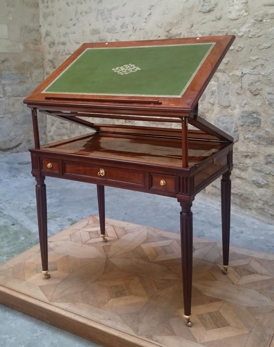 Table Tronchin Louis XVI à Mécanisme  estampillée  Courte -photo-2