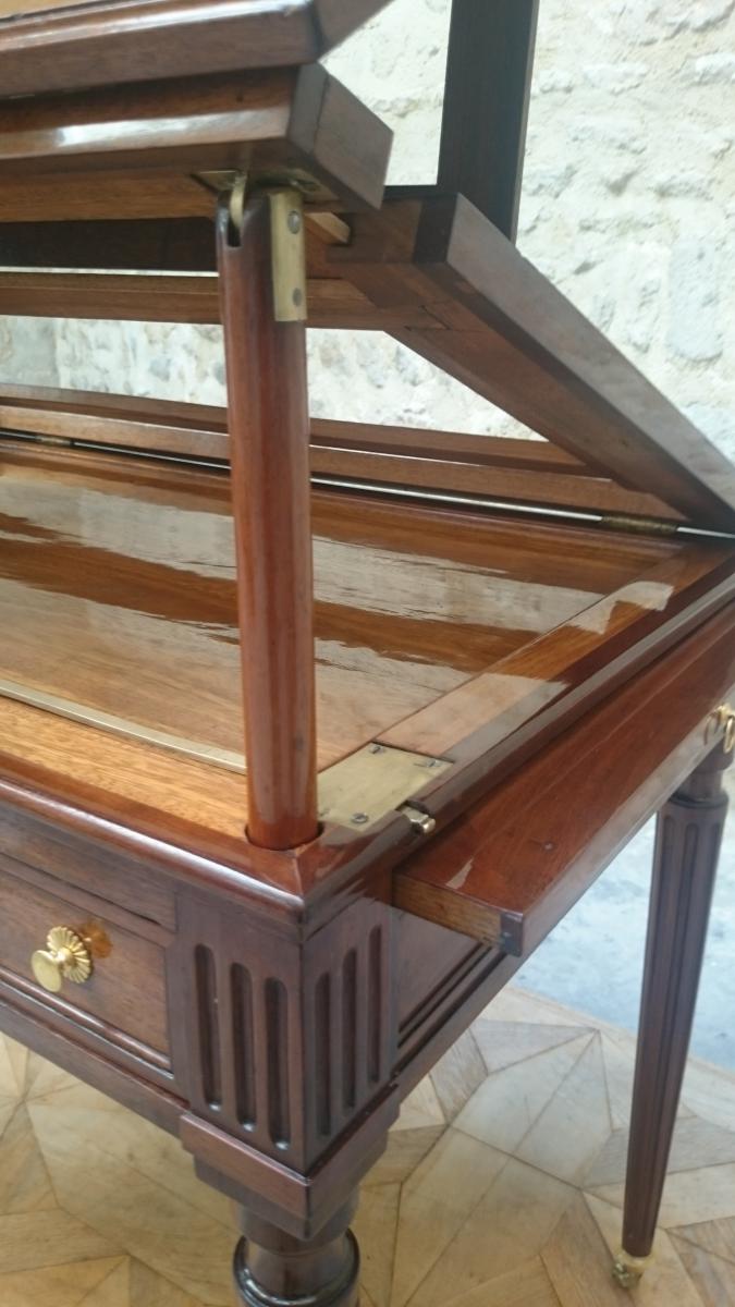 Table Tronchin Louis XVI à Mécanisme  estampillée  Courte -photo-3