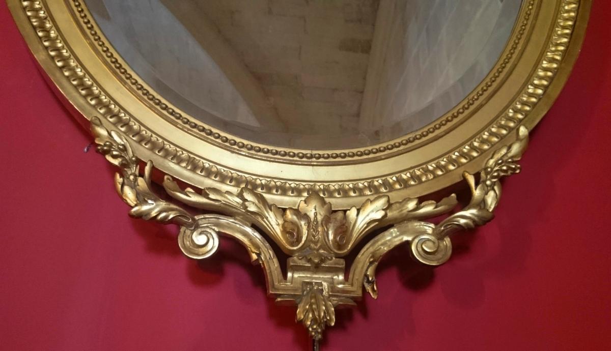 Grand Miroir Ovale Haussmannien d'époque Napoléon III 1855-1865-photo-3