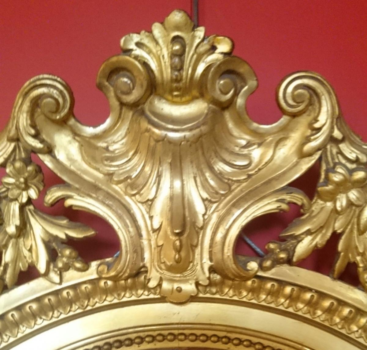 Large Haussmannian Oval Mirror Napoleon III Period 1855-1865-photo-1