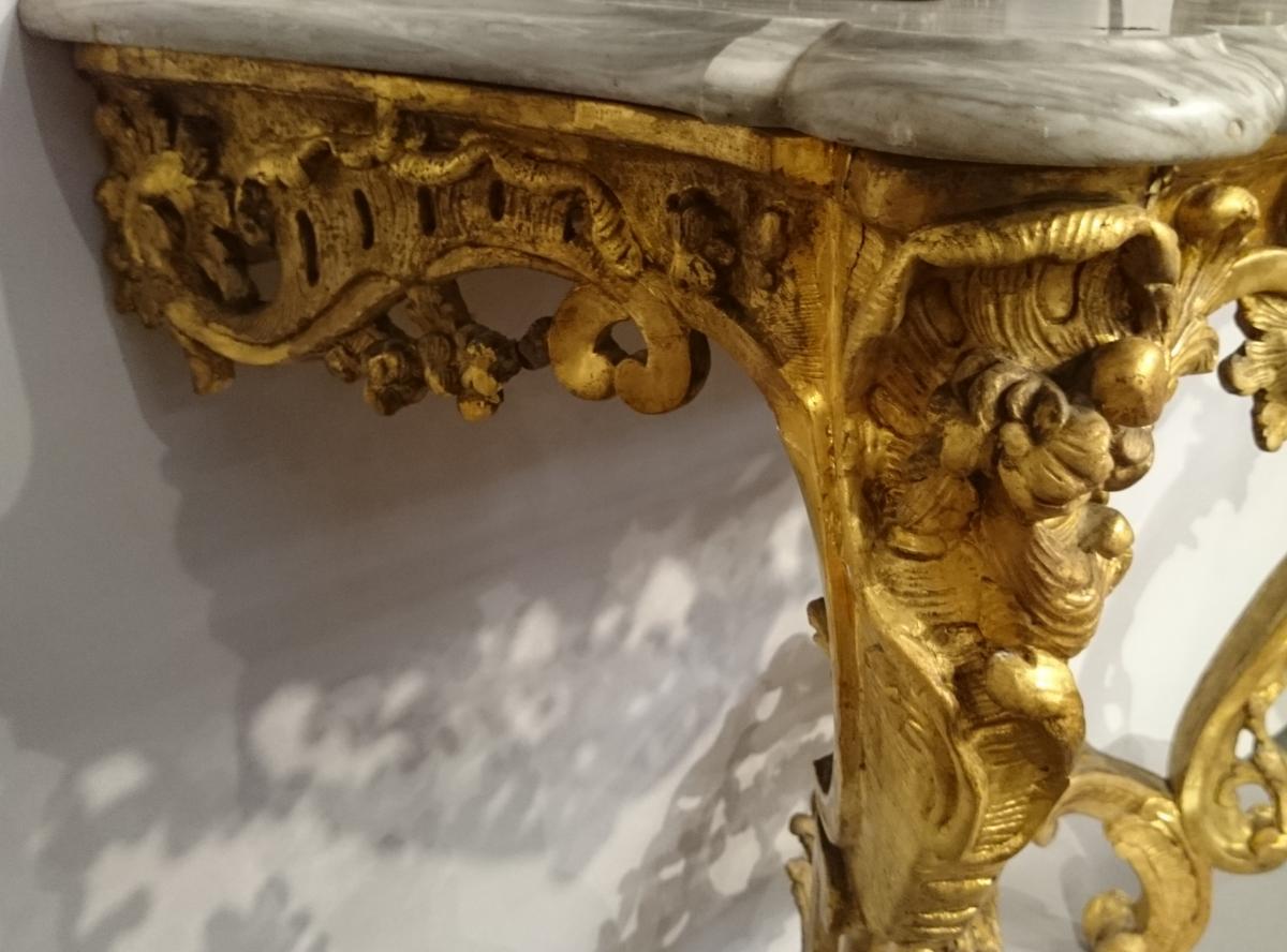 Console Louis XV En Bois Doré Vers 1745-photo-2