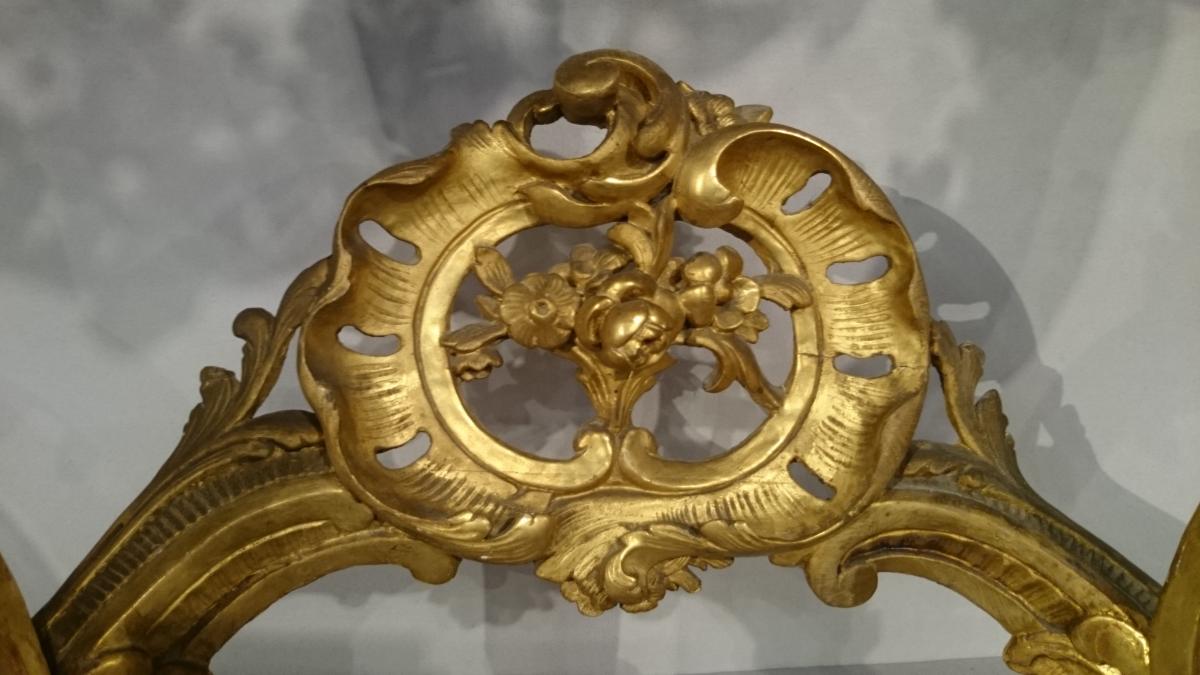 Console Louis XV En Bois Doré Vers 1745-photo-8