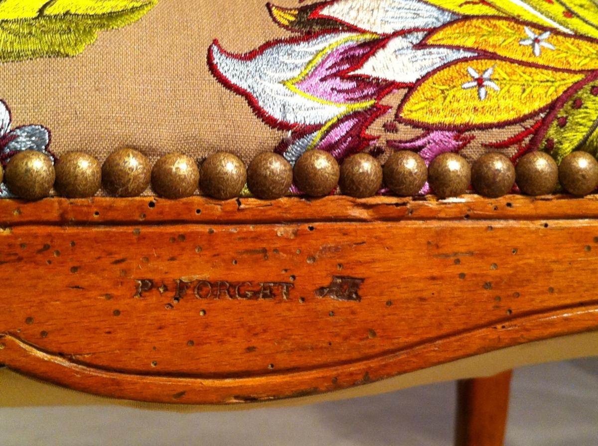 A Louis XV Beechwood Armchairs By Pierre Forget 18th Century Circa 1760-photo-3