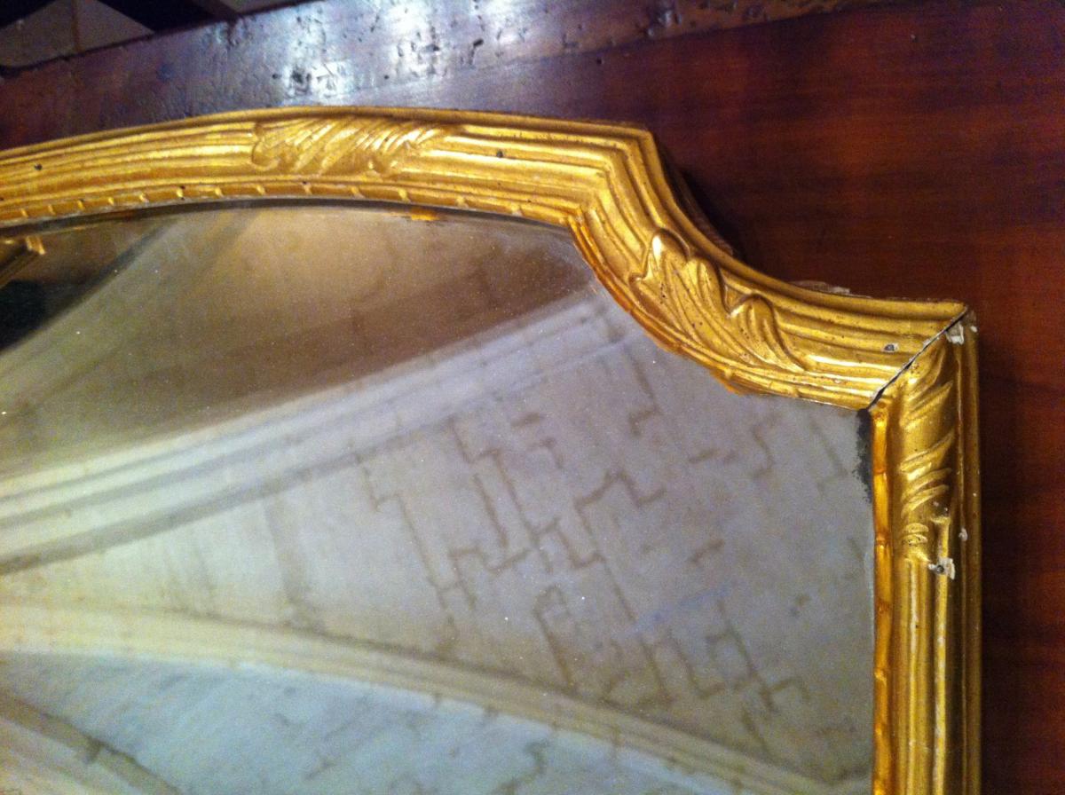 Miroir en bois doré d'époque Louis XIV-photo-3