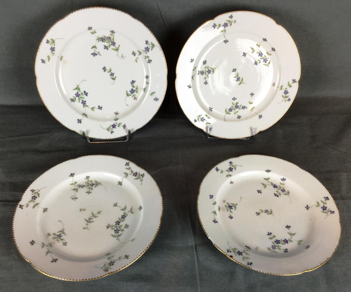 Suite De Quatre Assiettes De Locret Au Bardeau d'époque XVIIIe Vers 1771-1774