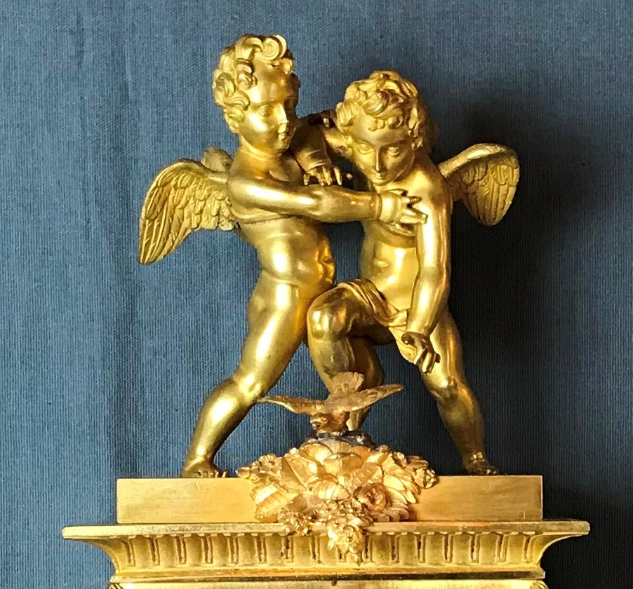 Ormolu Clock, Signed Richon à Paris. Eros And Antéros.-photo-4