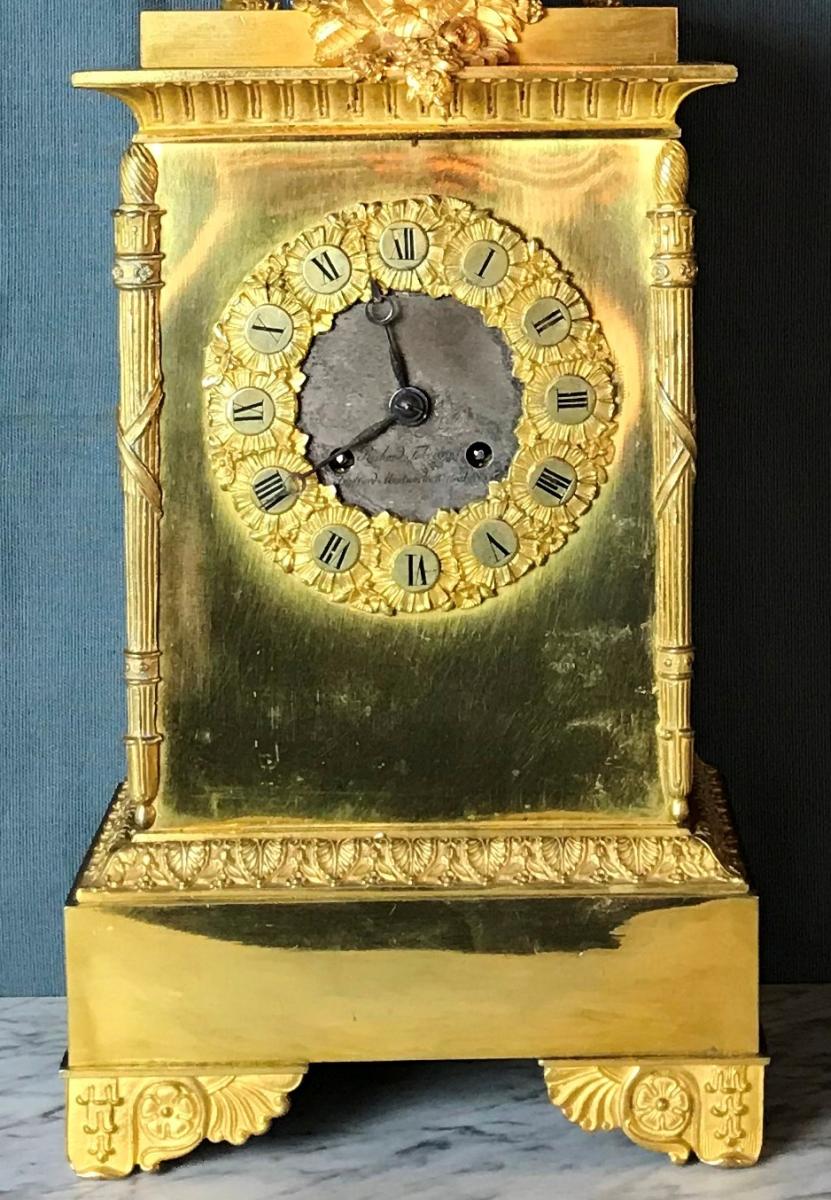 Ormolu Clock, Signed Richon à Paris. Eros And Antéros.-photo-3