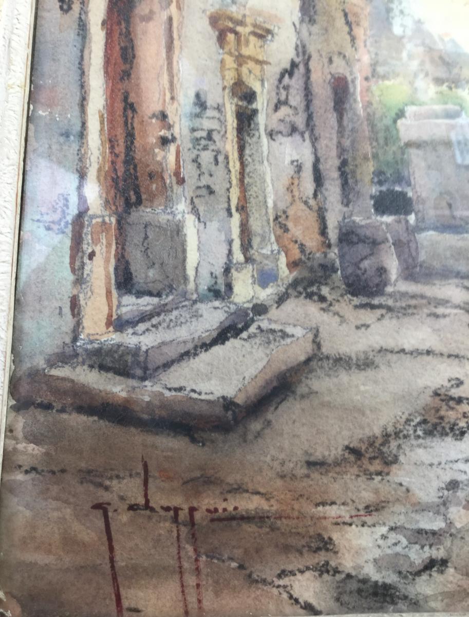 Georges Chappuis Pair Of Watercolors Of Vaison La Romaine-photo-3