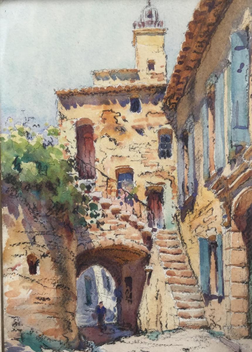 Georges Chappuis Paire D’aquarelles De Vaison La Romaine  -photo-1