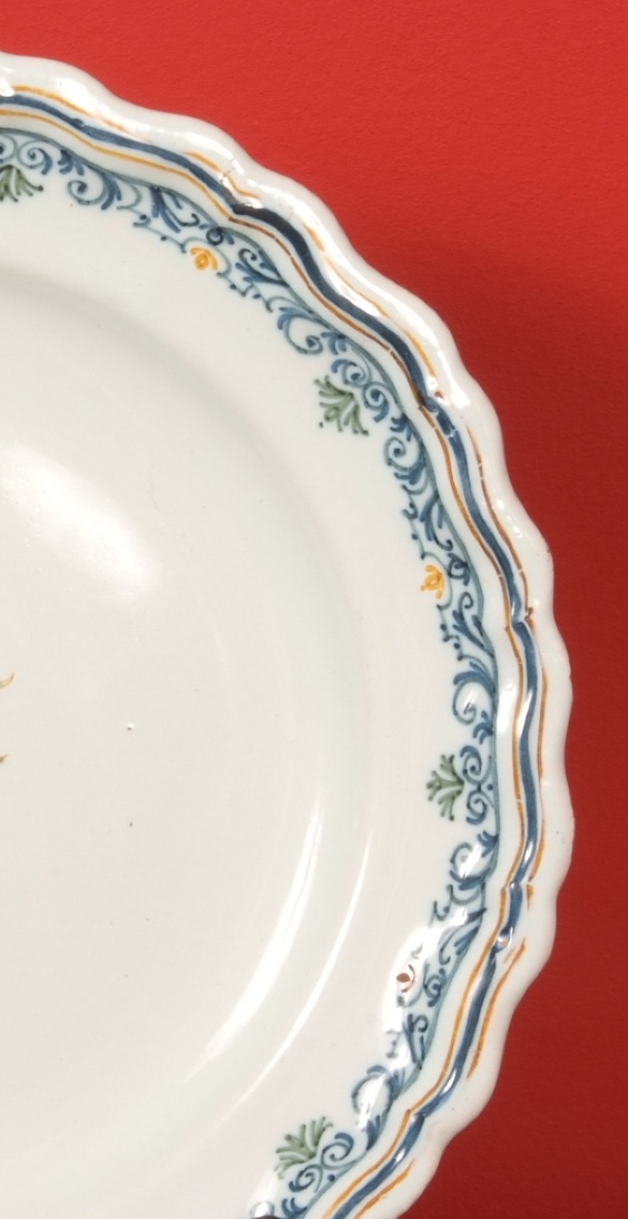 Earthenware Plate Moustiers Polychrone Signed Olerys.-photo-4