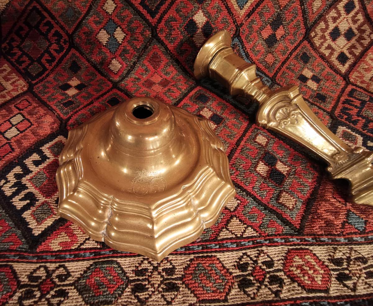 Bougeoir D’époque Régence Aux Armes D’alliance vers 1720.-photo-2