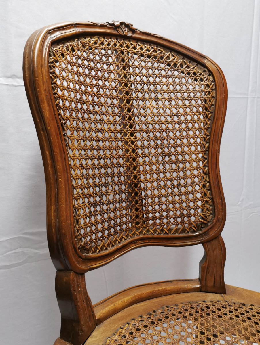Suite De Quatre Chaises à Fonds De Canne d'époque Louis XV, Attribuées à Etienne Meunier.-photo-1