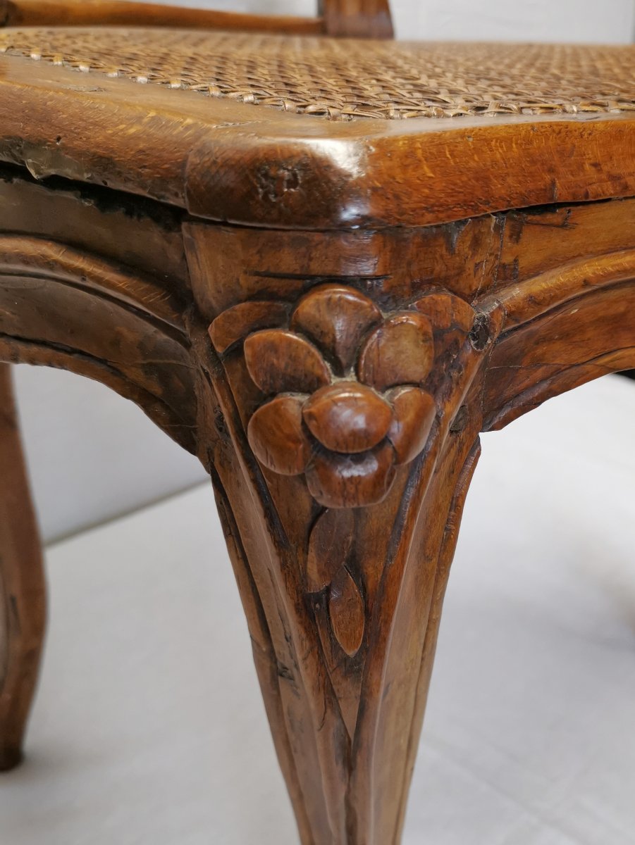 Suite De Quatre Chaises à Fonds De Canne d'époque Louis XV, Attribuées à Etienne Meunier.-photo-8