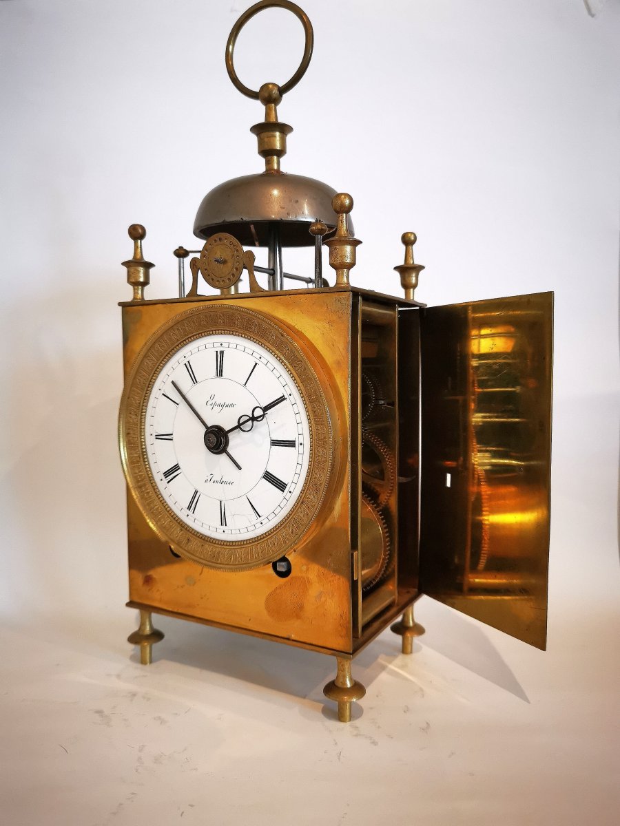 Officer's Travel Clock Called Capucine Empire Period Around 1800.-photo-3