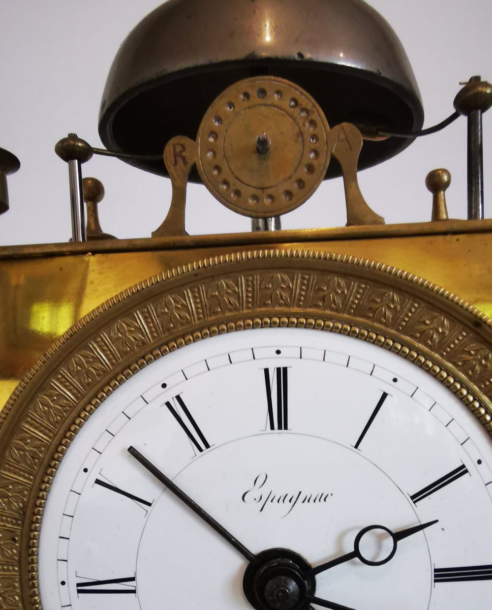 Officer's Travel Clock Called Capucine Empire Period Around 1800.-photo-5