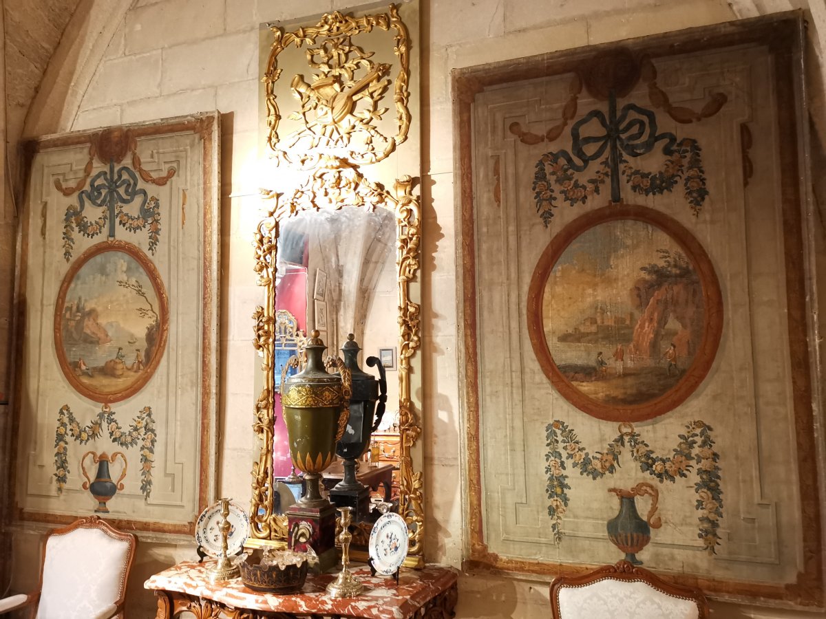 Pair Of Neoclassical Painted Canvases Of Woodwork Circa 1800-photo-2