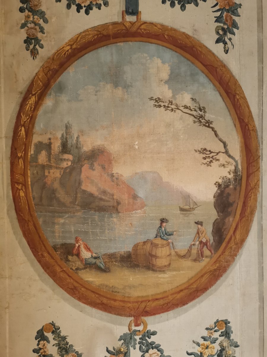 Pair Of Neoclassical Painted Canvases Of Woodwork Circa 1800-photo-3