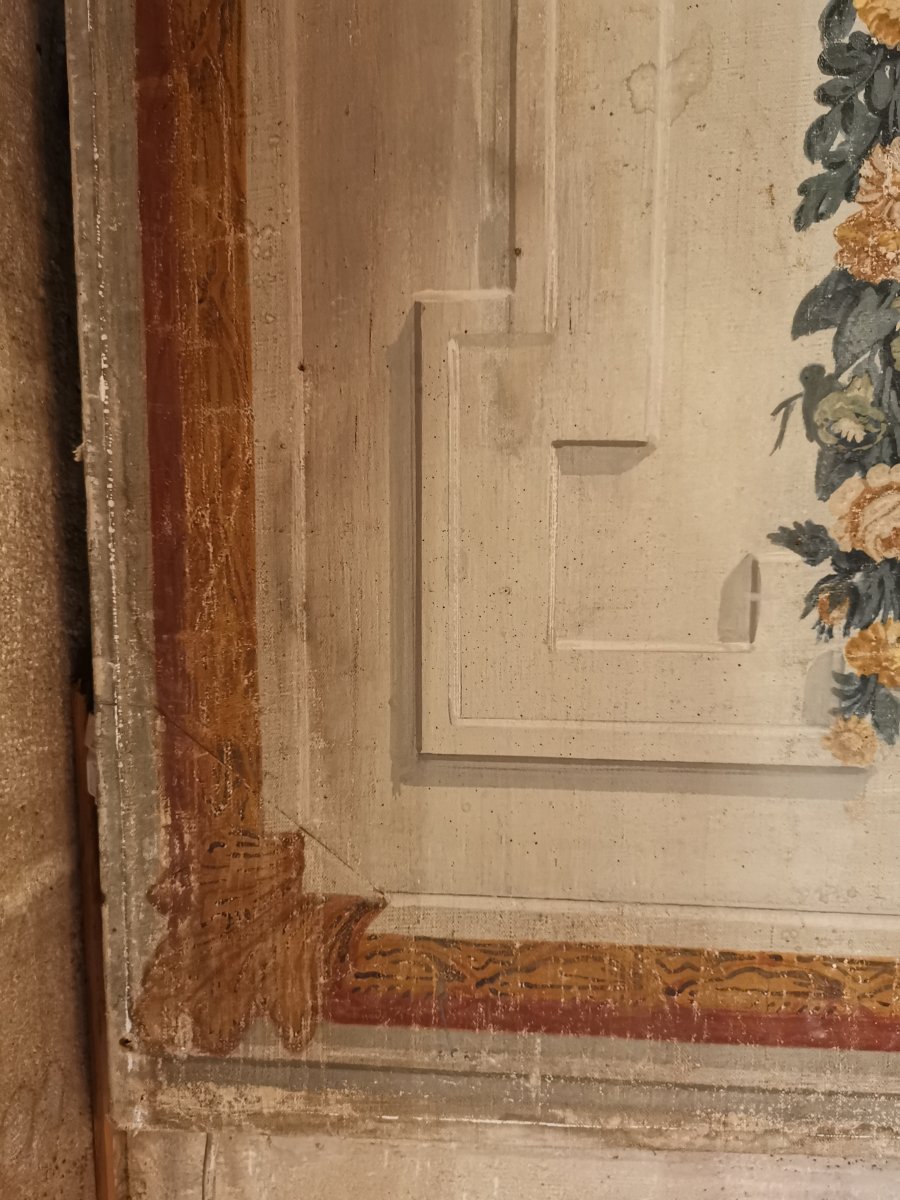 Pair Of Neoclassical Painted Canvases Of Woodwork Circa 1800-photo-6