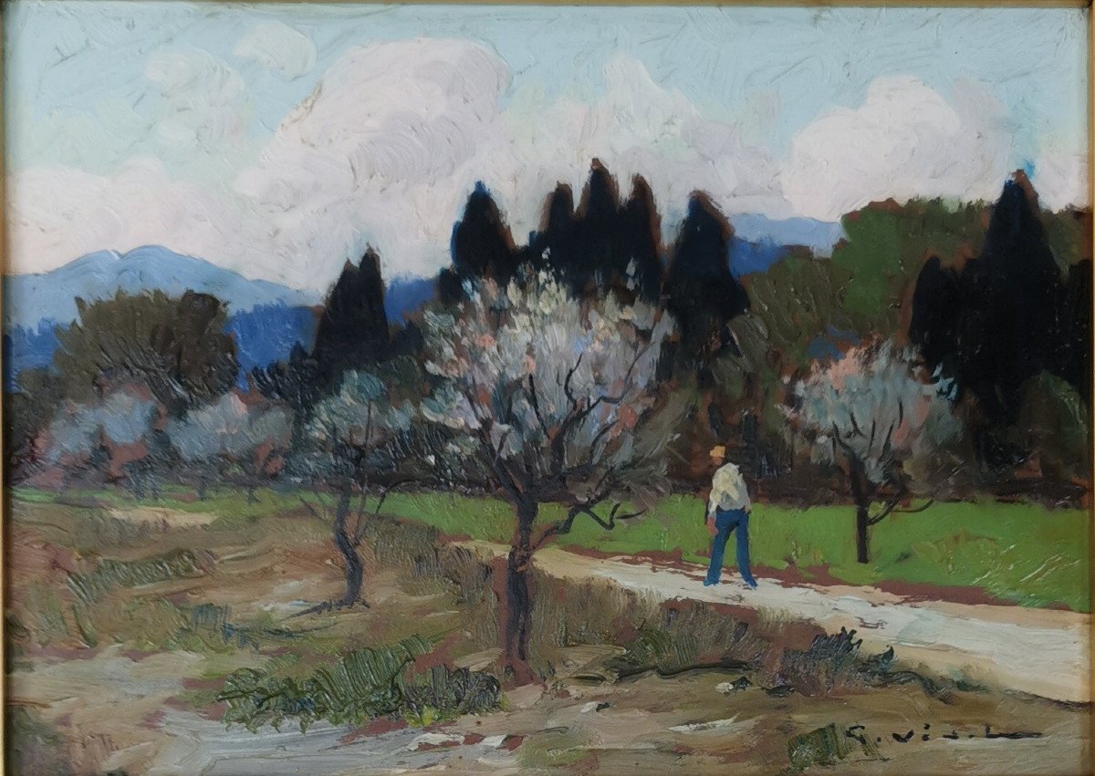 Gustave Vidal, 1895-1966. ,  Les Amandiers En Fleurs.-photo-2