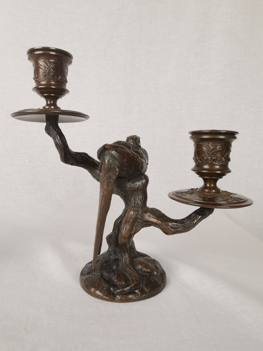 Antoine-louis Barye (1796-1875) Flambeaux Ends Of Table With Sleeping Pheasant.-photo-2