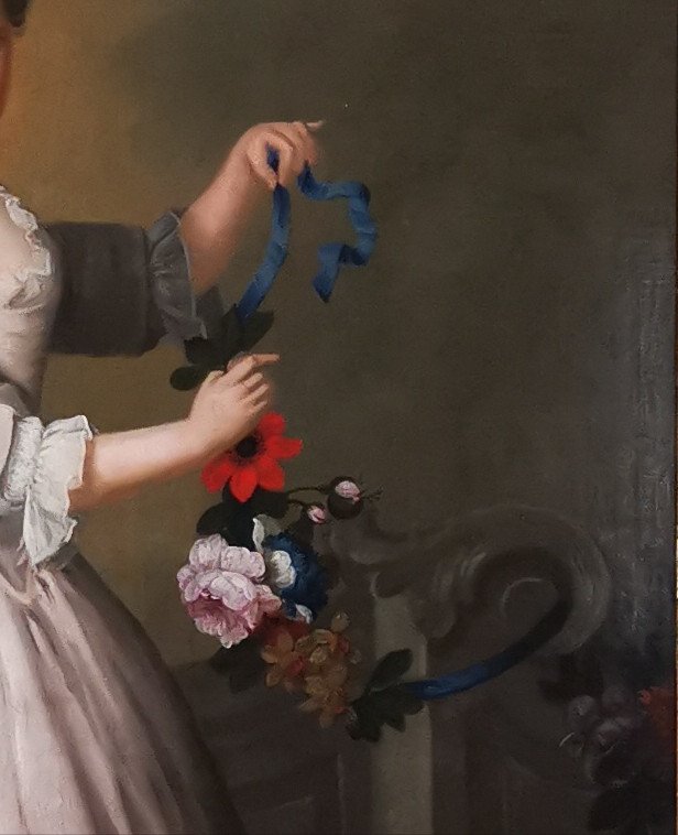 The Girl With The Garland Of Flowers - Late 18th Circa 1770 - 1780-photo-4