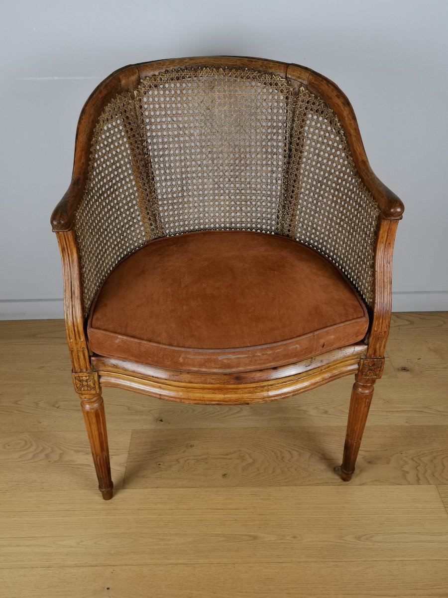 Louis XVI Canned Office Armchair, Stamped By Jean Baptiste Lebas. 18th Century.-photo-3