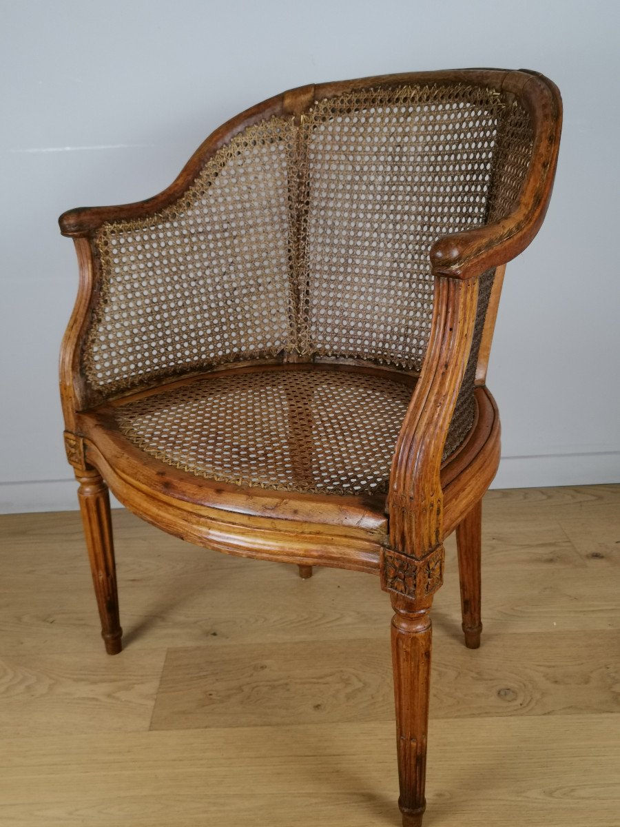 Louis XVI Canned Office Armchair, Stamped By Jean Baptiste Lebas. 18th Century.-photo-2