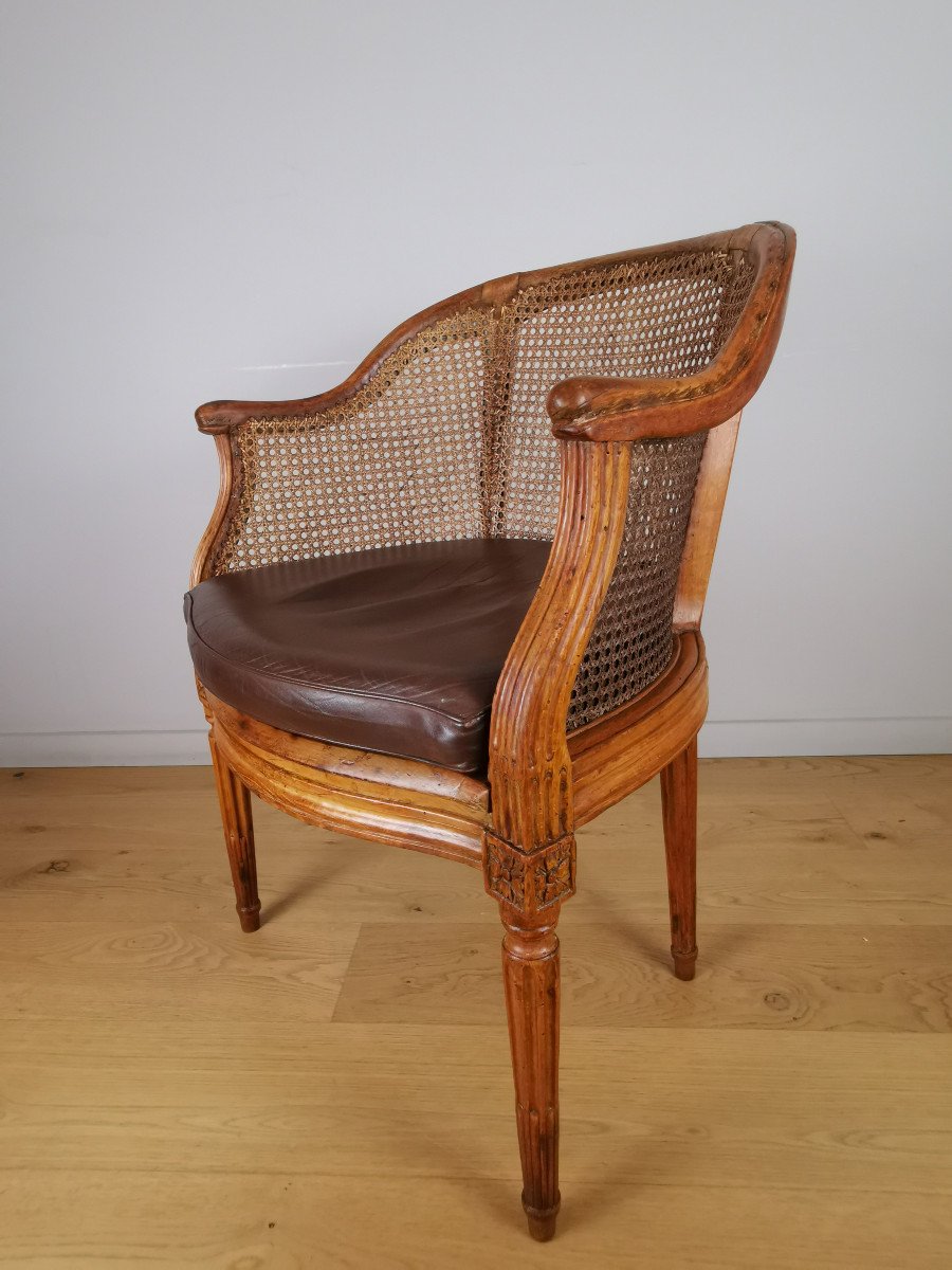 Louis XVI Canned Office Armchair, Stamped By Jean Baptiste Lebas. 18th Century.-photo-4