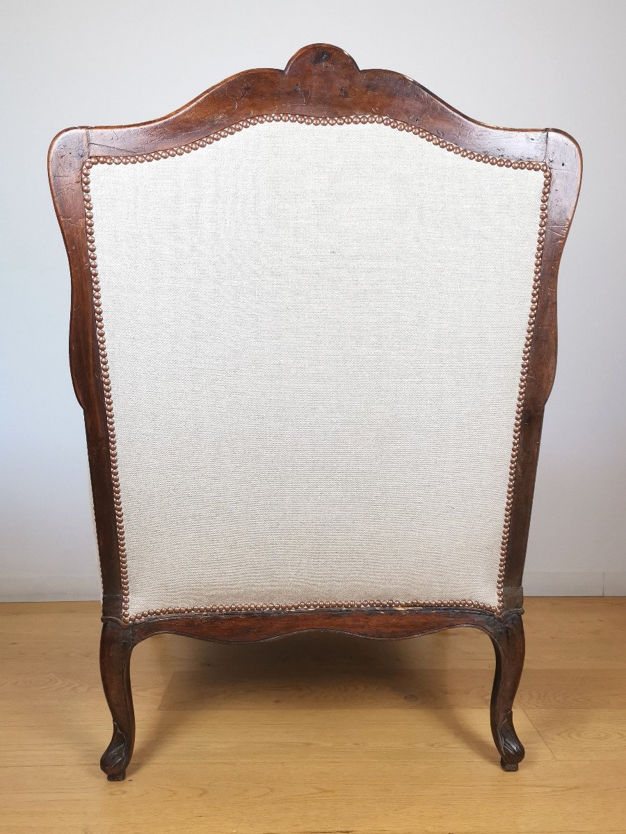 Large Bergère Louis XV à Dossier à La Reine.-photo-1