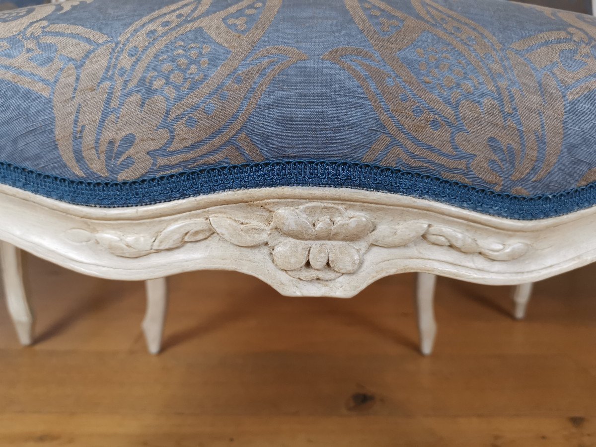 A Set Of Four Louis XV Painted Armchairs By Louis-michel Lefèvre 18th Century.-photo-4