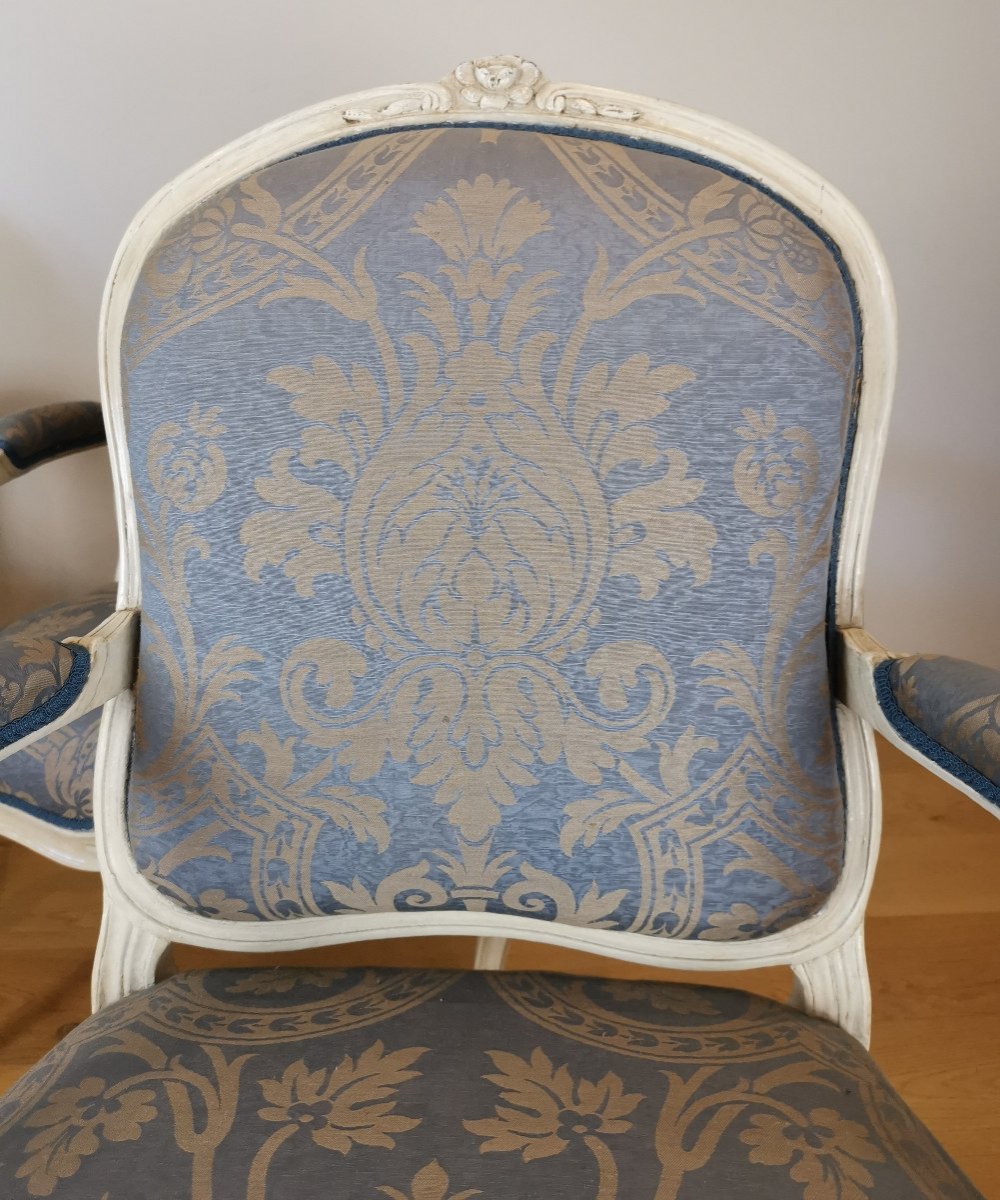 A Set Of Four Louis XV Painted Armchairs By Louis-michel Lefèvre 18th Century.-photo-6