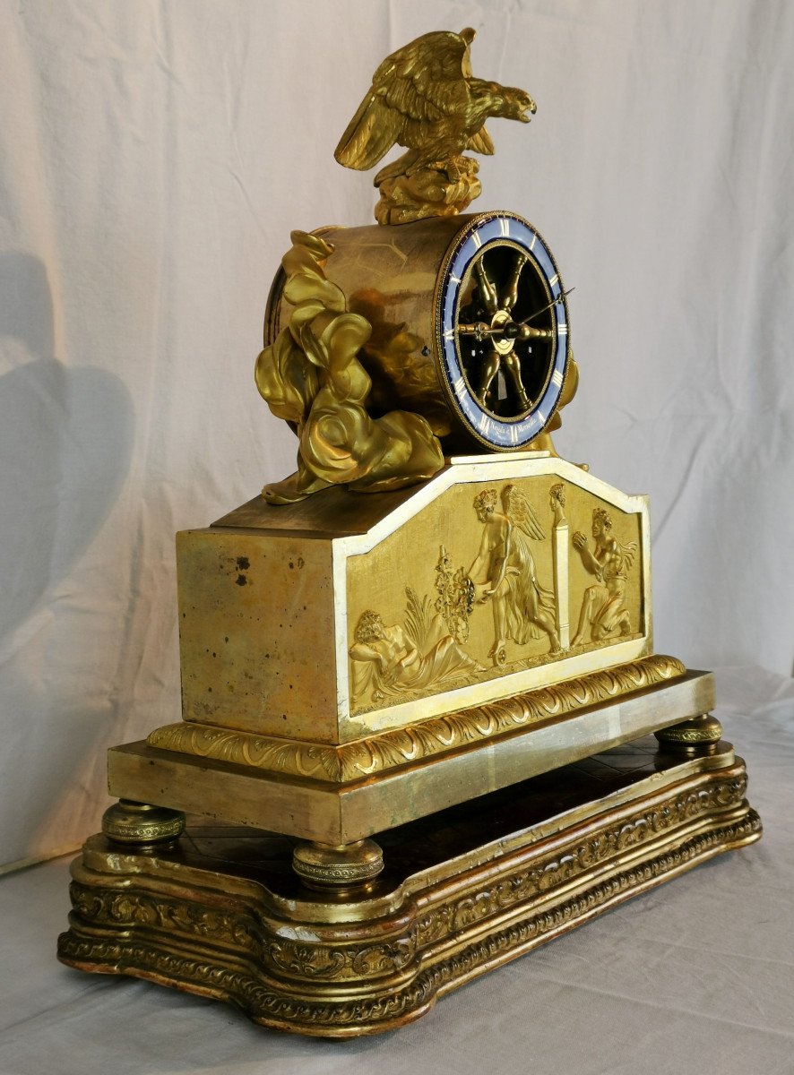 A Empire Ormolu  Clock Signed Noséda In Marseille.-photo-4