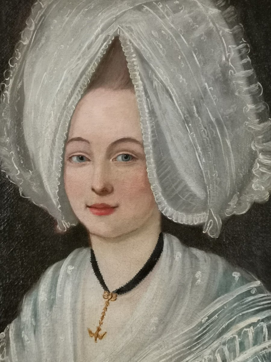 A Louis XVI Portrait, The Young Woman With The Holy Spirit Dove.-photo-3