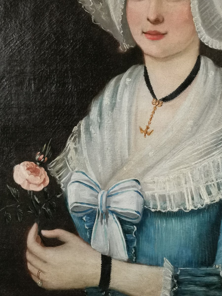 A Louis XVI Portrait, The Young Woman With The Holy Spirit Dove.-photo-1
