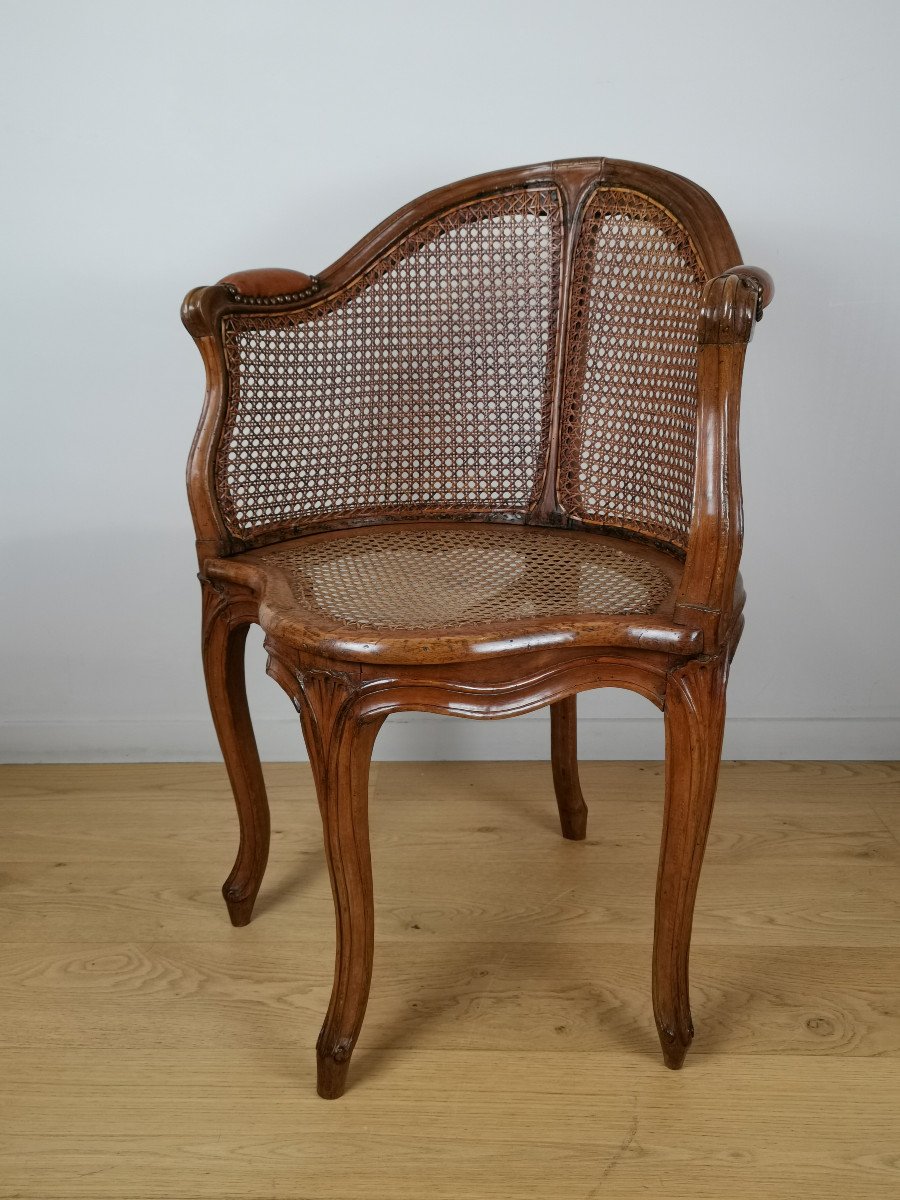 Fauteuil De Bureau Canné D’époque Louis XV, Par Jacques-pierre Letellier Vers 1750.  -photo-2
