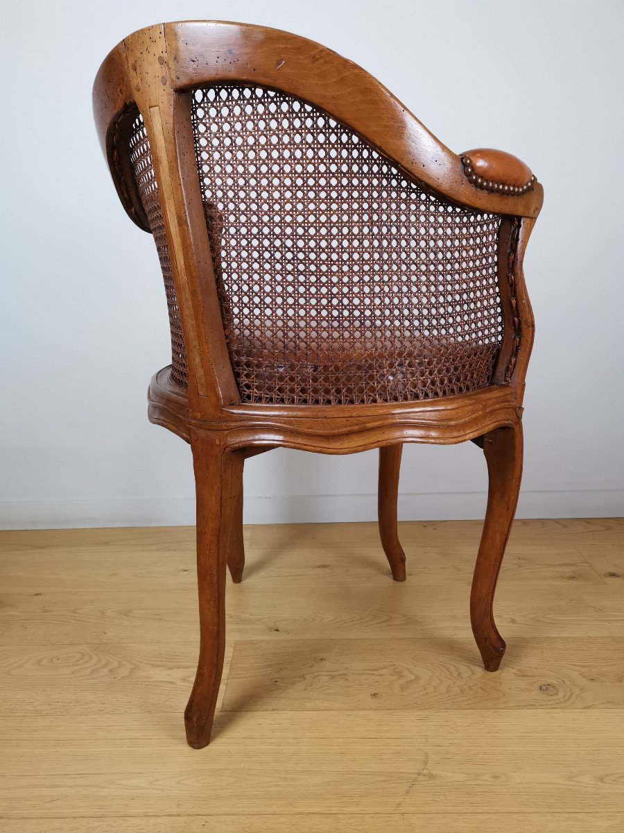 Fauteuil De Bureau Canné D’époque Louis XV, Par Jacques-pierre Letellier Vers 1750.  -photo-3