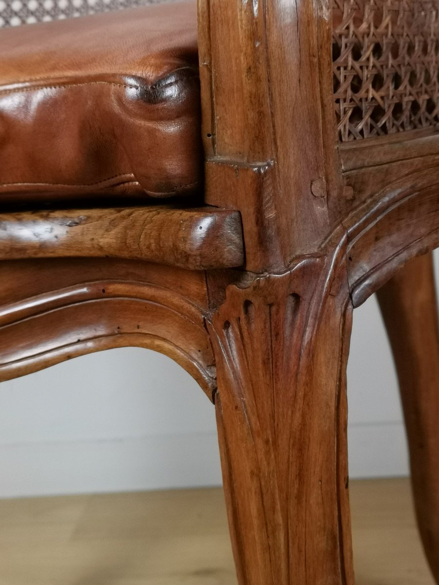 Fauteuil De Bureau Canné D’époque Louis XV, Par Jacques-pierre Letellier Vers 1750.  -photo-6
